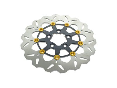 11.8in. Rear Floating Wave Disc Rotor with Black Carrier & Gold Buttons. Fits Touring 2008up.