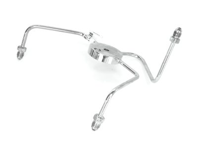 AN3 Front Dual Disc Brake Tee - Chrome. Fits Wide Glide Front Ends with Dual Disc Rotors.