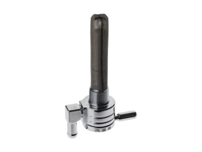 High-Flow Fuel Tap / Petcock with 3/8in. NPT Thread & 5/16in. Downward Facing Fuel Outlet - Chrome