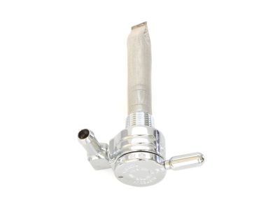 High-Flow Fuel Tap / Petcock with 3/8in. NPT Thread & 5/16in. Forward Facing Fuel Outlet - Chrome