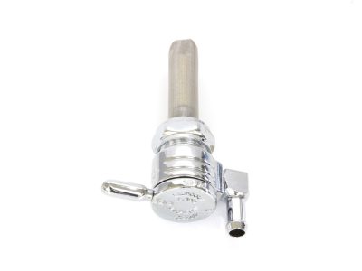 High-Flow Fuel Tap / Petcock with 22mm Thread & 5/16in. Downward Facing Fuel Outlet - Chrome. Fits Softail 1984-2006, Dyna 1991-2006, FXR 1982-1994, Touring 1988-2006, Sportster 1975-2006 & 4Spd Big Twin 1975-1986
