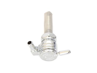 High-Flow Fuel Tap / Petcock with 22mm Thread & 5/16in. Forward Facing Fuel Outlet - Chrome. Fits Softail 1984-2006, Dyna 1991-2006, FXR 1982-1994, Touring 1988-2006, Sportster 1975-2006 & 4Spd Big Twin 1975-1986