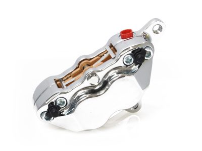 Front 4 Piston Caliper - Chrome. Fits Softail Springer & FXWG 1980-1983 with applicable bracket purchase.