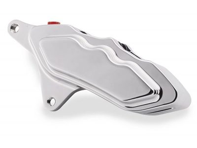 Left Hand Front 6 Piston Caliper - Chrome. Fits Softail 2000-2014, Dyna 2000-2017, Touring 2000-2007 & Sportster 2000-2007.