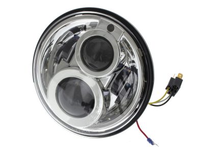 7in. LED HeadLight Insert with Parker - Chrome. Fits Most H-D, Indian Chief Classic & Dark Horse Models with 7in. Headlight.