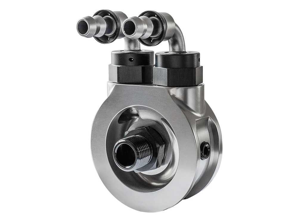 Oil Cooler Adaptor with By-pass. Fits Evolution Big Twin 1984-1999, Sportster 1986-2021 & Buell