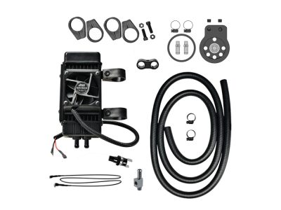 Fan Assisted 10 Row Vertical Oil Cooler Kit. Fits Softail 2018up