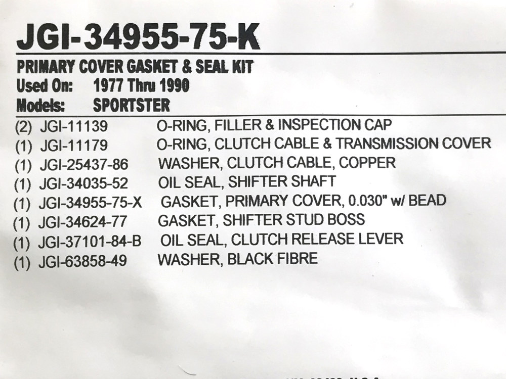 Primary Cover Gasket Kit. Fits Sportster 1977-1990. - Image 2