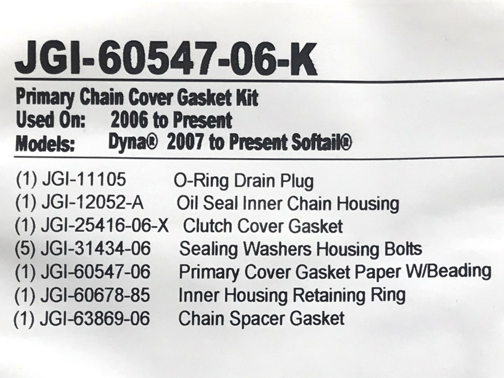Primary Cover Gasket Kit. Fits Softail 2007-2017 & Dyna 2006-2017. - Image 2