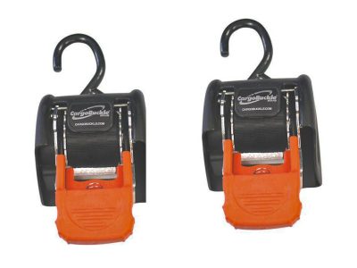 Retractable Tie-Downs, Cargo Buckle Style - Black & Orange. 72in. Long x 2in. Wide