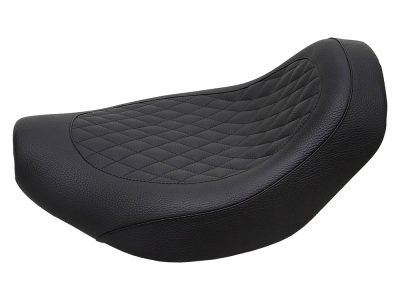 Fred Kodlin Diamond Stitch Solo Seat - Black. Fits Softail Breakout & Fatboy with Kodlin Fuel Tank & Rear Fender.