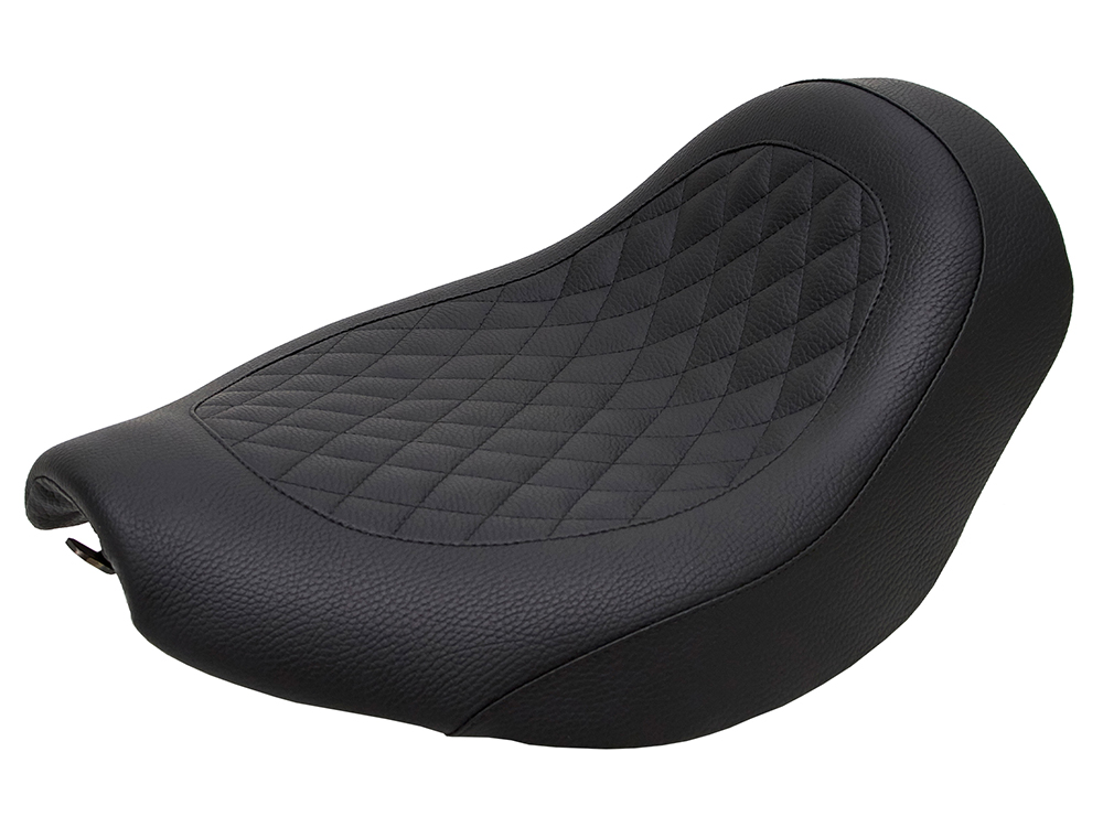 Fred Kodlin Diamond Stitch Solo Seat - Black. Fits Softail Breakout & Fatboy with Kodlin Fuel Tank & Rear Fender. - Image 2