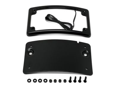 Curved Low Profile Number Plate Frame with LED Illumination - Black.