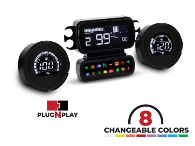 Speedometer/Tachometer with Fuel Level & Engine Temperature Gauges - Black. Fits Touring 2014-2023 when Running Late Model Breakout/Street Bob Gauge Housing