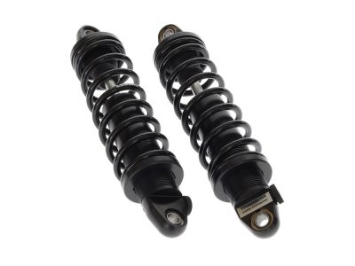 REVO-A Series, 12in. Adjustable Heavy Duty Spring Rate Rear Shock Absorbers - Black. Fits Dyna 1991-2017.