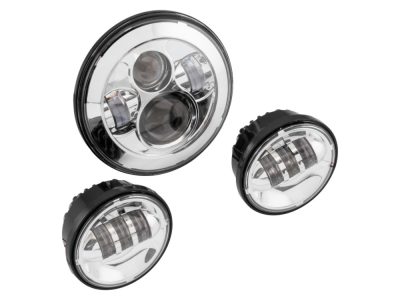 7in. HeadLight & 4.5in. Passing Lamps (2) Insert Bundle - Chrome. Fits H-D with 7in. Headlights & 4.5in. Passing Lamps.