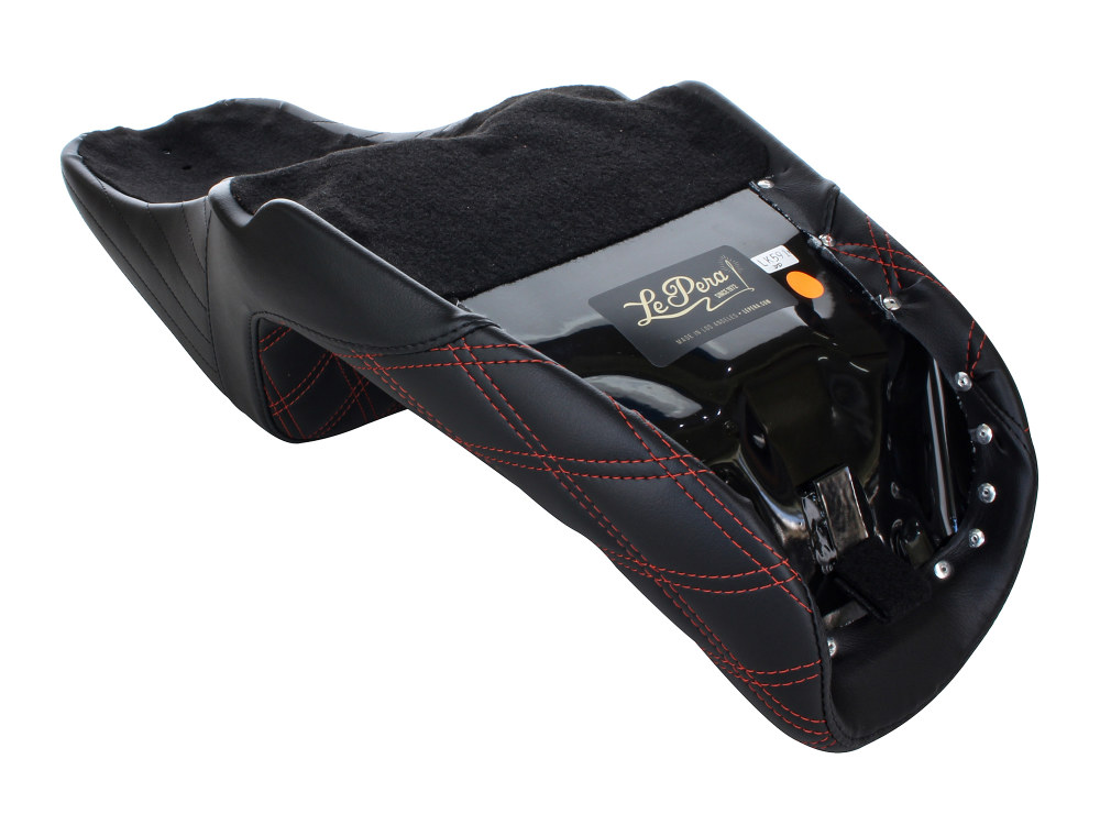 Kickflip Dual Seat with Red Double Diamond Stitch. Fits Dyna 2006-2017. - Image 4