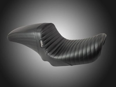 Kickflip Dual Seat with Black Pleated Stitch. Fits Dyna 1996-2003