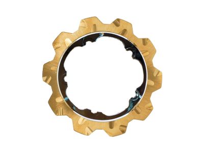 11.8in. Front Crown Disc Rotor - Gold Band & Black Carrier. Fits V-Rod & Dyna 2006-2017 Models with OEM Cast Wheel.