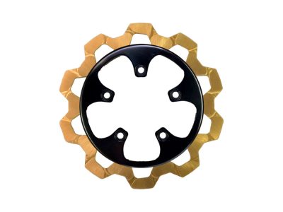 11.8in. Rear Bow-Tie Disc Rotor - Gold Band & Black Carrier. Fits V-Rod 2006-2017.