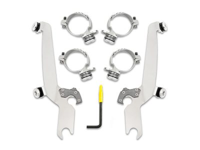 Polished Sportshield Trigger-Lock Mounting Hardware. Fits FL Softail 1986-2017 With Factory Spotlight Bar.