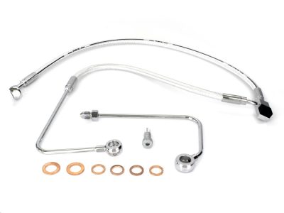 Stock Length Lower Front Brake Line - Sterling Chromite. Fits FLST Softail 2011-2017 & Breakout 2015-2017