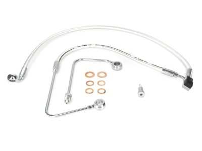+2in. Over Length Lower Front Brake Line - Sterling Chromite. Fits FXST Softail 2011-2015 & Rocker 2011