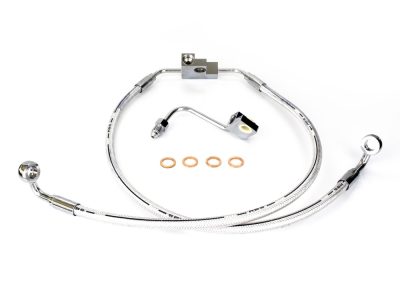 Stock Length Lower Front Brake Line - Sterling Chromite. Fits Dyna Fat Bob 2012-2017 & Dyna Low Rider 2014-2017 & Low Rider S 2016-2017