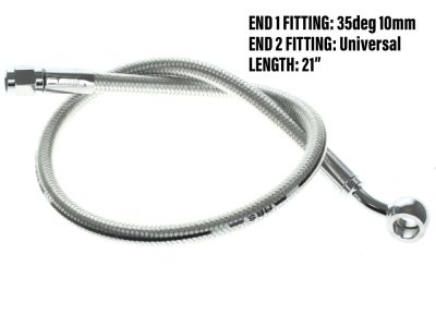 21in. Upper Front Brake Line with 10mm x 35 Degree Banjo - Sterling Chromite.