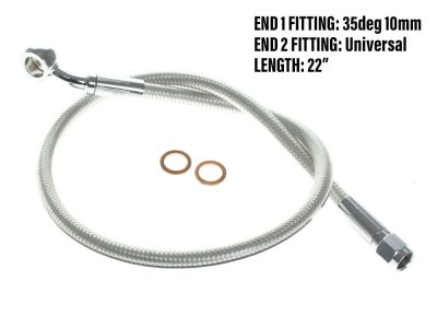 22in. Upper Front Brake Line with 10mm x 35 Degree Banjo - Sterling Chromite.