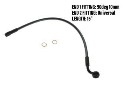 15in. Upper Front Brake Line with 10mm x 90 Degree Banjo - Black Pearl.
