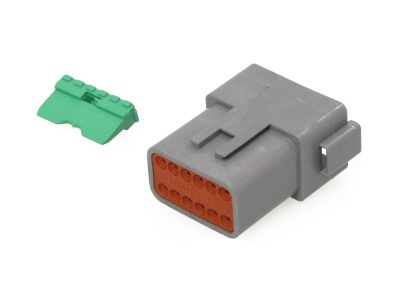12-Wire Deutsch Receptacle with Wedgelock - Grey.