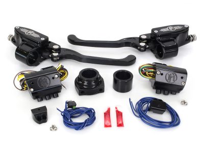Handlebar Control Kit - Black Contrast Cut. Fits HD 1996-2011 with Hydraulic Clutch & Cable Throttle with Single Disc Rotor.