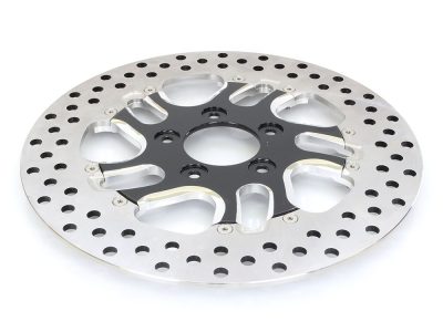 11.5in. Left Hand Front Rival Disc Rotor - Black Contrast Cut Platinum. Fits H-D 1984up with 11-1/2in. Disc Rotor(s).