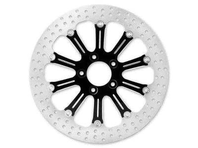 11.8in. Left Hand Front & Right Hand Front Revel Disc Rotor - Black Contrast Cut Platinum. Fits Softail 2015up, Touring 2008up, Dyna 2006-2017 & Sportster 2014-2021