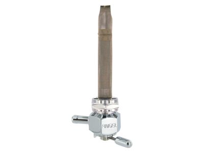 High-Flow Fuel Tap / Petcock with 22mm Thread, 5/16in. Forward Facing Fuel Outlet - Chrome. Fits Softail 1984-2006, Dyna 1991-2006, FXR 1982-1994, Touring 1988-2006, Sportster 1975-2006 & 4Spd Big Twin 1975-1986