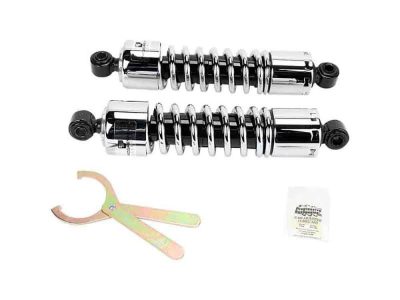 412 Series, 12.6in. Standard Spring Rate Rear Shock Absorbers - Chrome. Fits Dyna 1991-2017.
