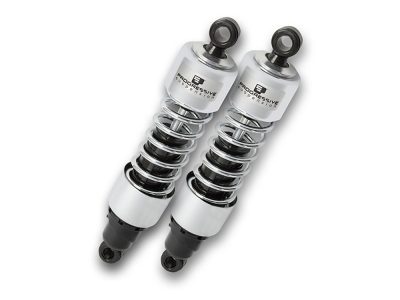 412 Series, 12in. Heavy Duty Spring Rate Rear Shock Absorbers - Chrome. Fits Dyna 1991-2017.