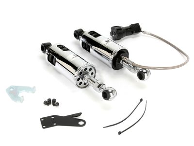422 Series, Standard Spring Rate Rear Shock Absorbers with Remote Adjustable Preload - Chrome. Fits Softail 1989-1999.