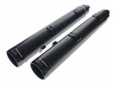 4.5in. Slip-On Mufflers - Black with Black End Caps. Fits Indian Big Twin 2014up with Hard Saddle Bags.