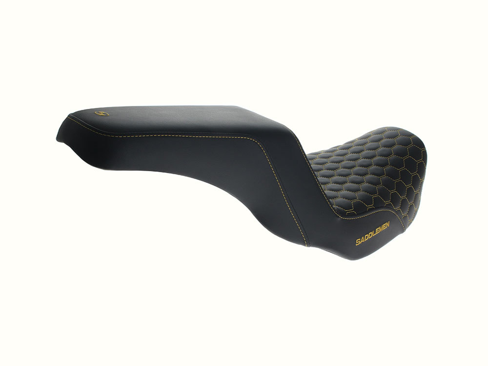 Step-Up HC Dual Seat with Gold Honeycomb Stitch. Fits Dyna 2006-2017 - Image 2
