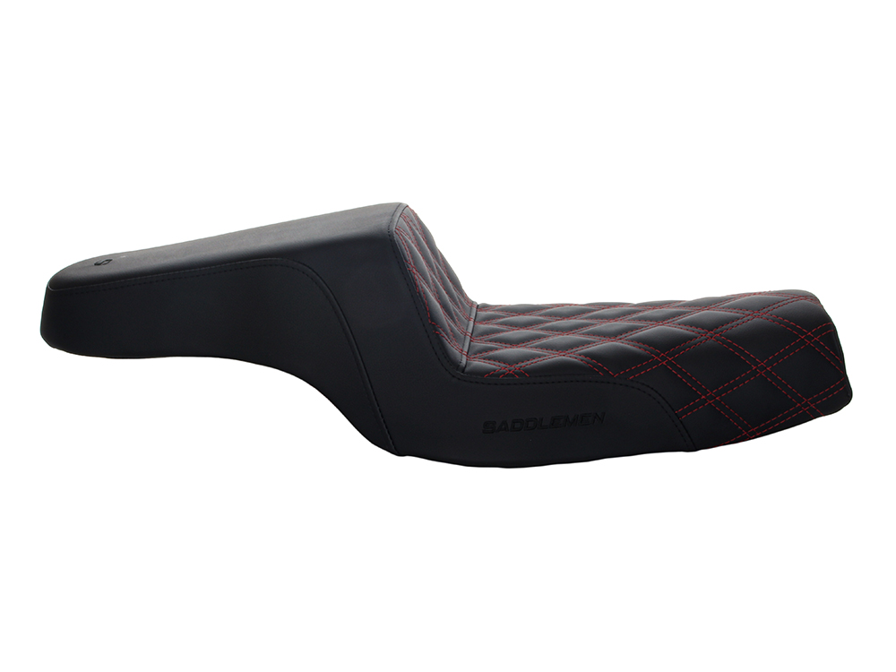 Step-Up LS Dual Seat with Red Double Diamond Lattice Stitch. Fits Sportster 2004-2021 with 4.5 Gallon Fuel Tank. - Image 3