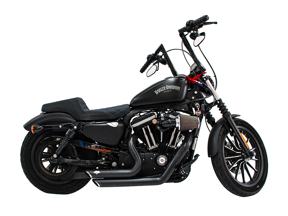 Step-Up LS Dual Seat with Blue Double Diamond Lattice Stitch. Fits Sportster 2004-2021 with 3.3 Gallon Fuel Tank. - Image 5