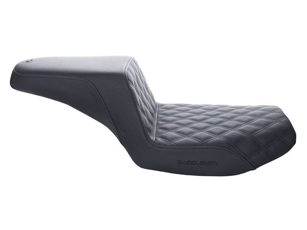 Step-Up Front LS Dual Seat with Black Double Diamond Lattice Stitch. Fits FXR 1982-1994. - Image 3