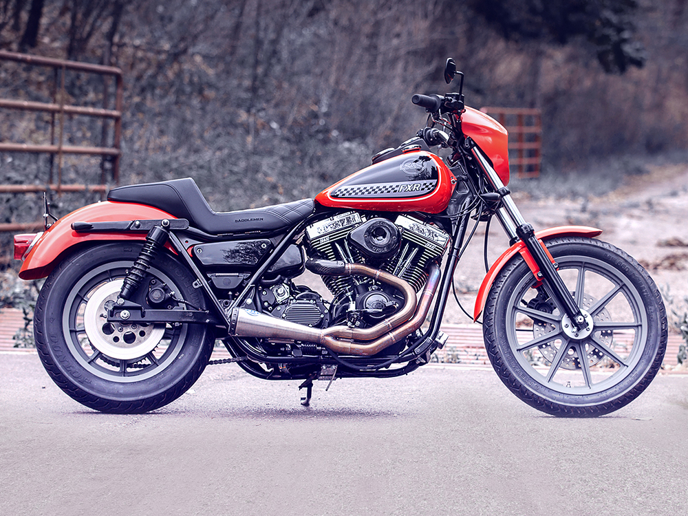 Step-Up Front LS Dual Seat with Black Double Diamond Lattice Stitch. Fits FXR 1982-1994. - Image 5