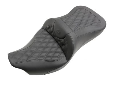 Roadsofa LS Dual Seat with Black Double Diamond Lattice Stitch. Fits Road King 1997-2007 & Street Glide 2006-2007.