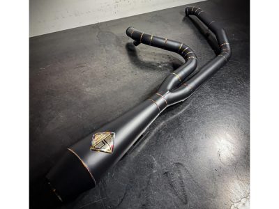2-into-1 4.5in. Works Edition Big Bore Exhaust - Black Onyx. Fits Softail 2018up Non-240 Rear Tyre Models.
