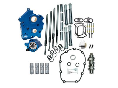 Cam Chest Kit with 465C Chain Drive Camshafts & Chrome Pushrod Covers. Fits Touring 2017up & Softail 2018up with Oil Cooled Engines.