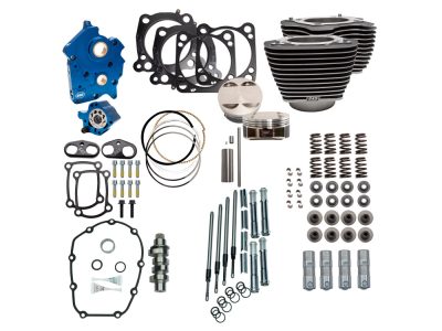 Power Pack - 128ci Big Bore Kit with Chain Drive 550 Camshaft, Highlighted Fins & Chrome Pushrod Tubes. Fits Milwaukee-Eight 2017up with 114ci or 117ci Oil Cooled Engine
