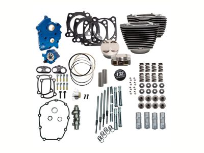 Power Pack - 132ci Big Bore Kit with Chain Drive 550 Camshaft, Highlighted Fins & Chrome Pushrod Tubes. Fits Milwaukee-Eight 2017up with 114ci or 117ci Oil Cooled Engine